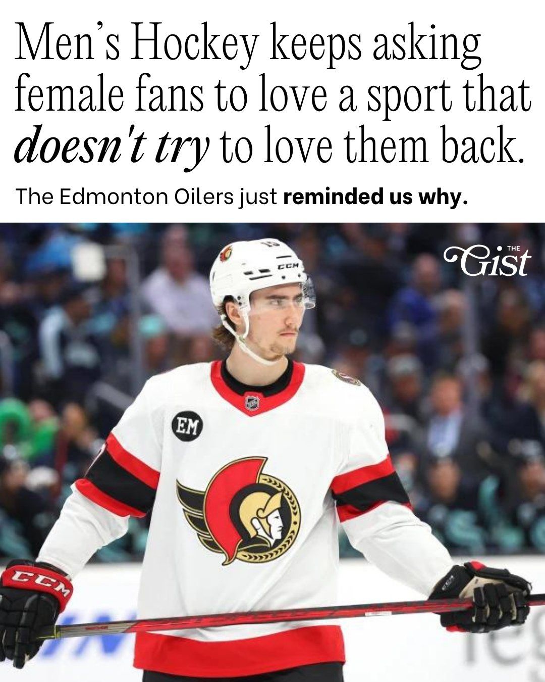 Men's hockey keeps telling women the sport is for everyone. Then moments like this make us wonder if that's actually true. 💔⁣