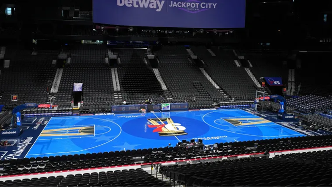 An overview of an NBA court
