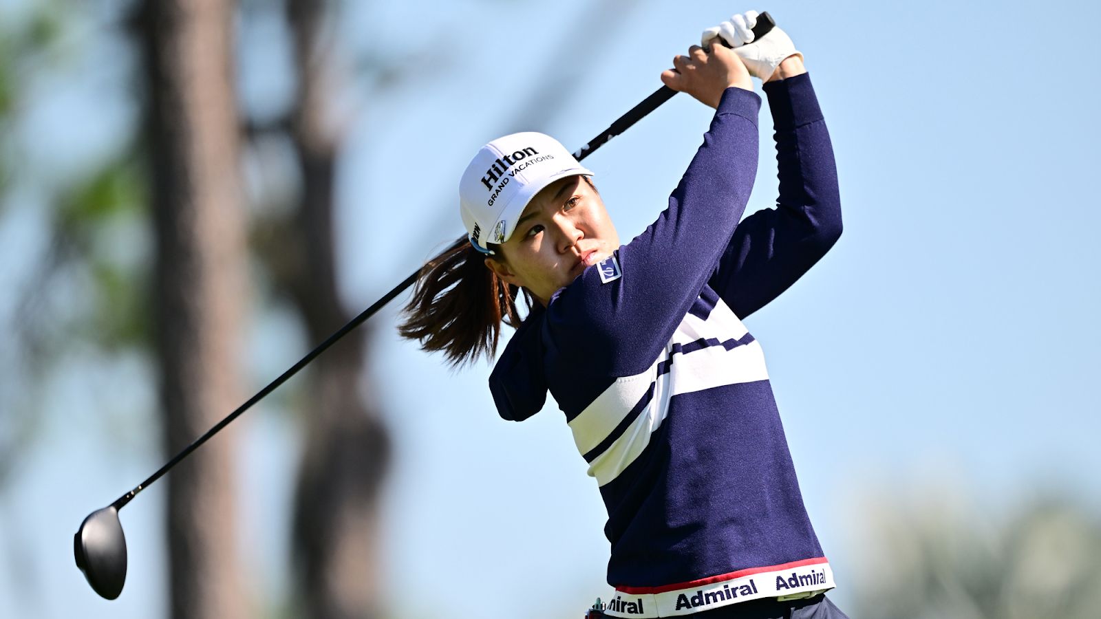 Nasa Hataoka swings the golf club.