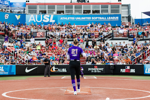 AUSL Volts pitcher Sam Landry stands atop the pitcher’s mound during a game.
