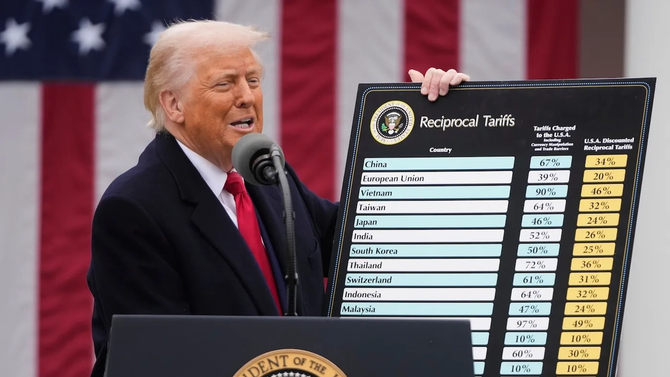President Donald Trump speaks about the White House’s intentions to impose tariffs unilaterally with all international U.S. trade partners.