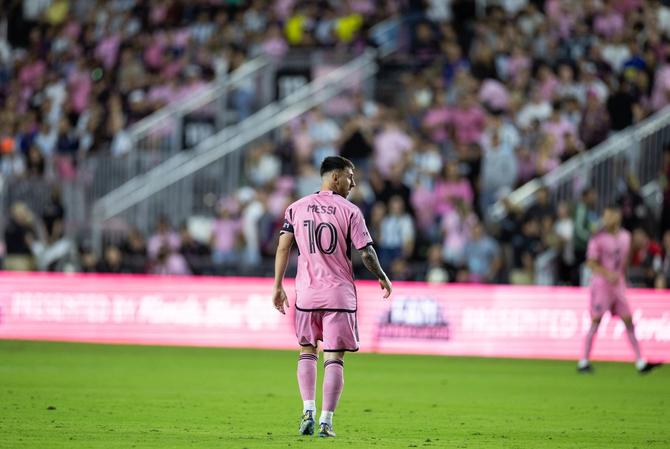 Inter Miami CF’s Lionel Messi in action during a preseason game.