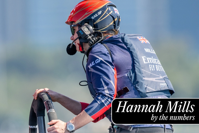 Hannah Mills driving a boat