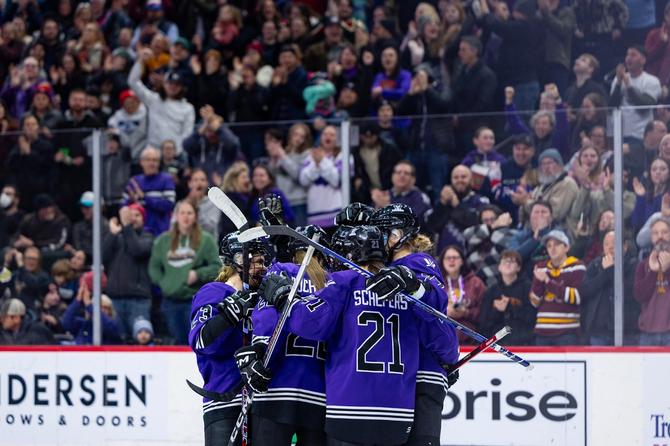 Minnesota celebrating on the ice