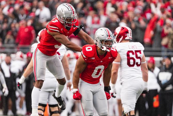 No. 2 Ohio State celebrates during a win over No. 5 Indiana