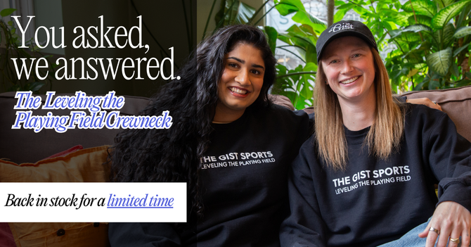 A graphic of The GIST team members wearing the crewneck