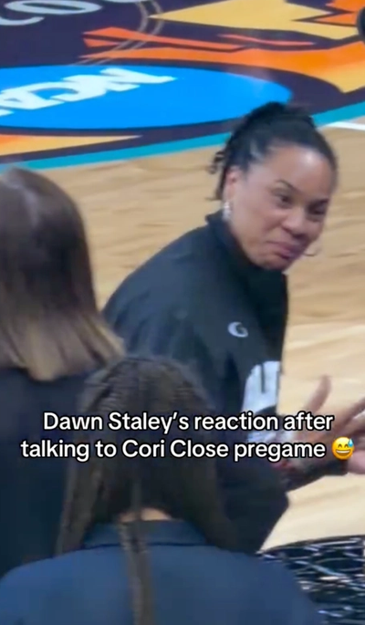 Never change, Dawn 😂 Coach Staley with the humor after Friday's viral interaction with UConn's Geno Auriemma