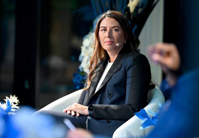 Jess Smith, President, Golden State Valkyries speaks onstage during "The WNBA Boom & the Growth of Women’s Sports" at AT&T Innovation Exchange at Wynn Las Vegas on July 15, 2024, in Las Vegas, Nevada.