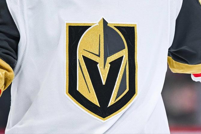 A player wearing a Vegas Golden Knights jersey.