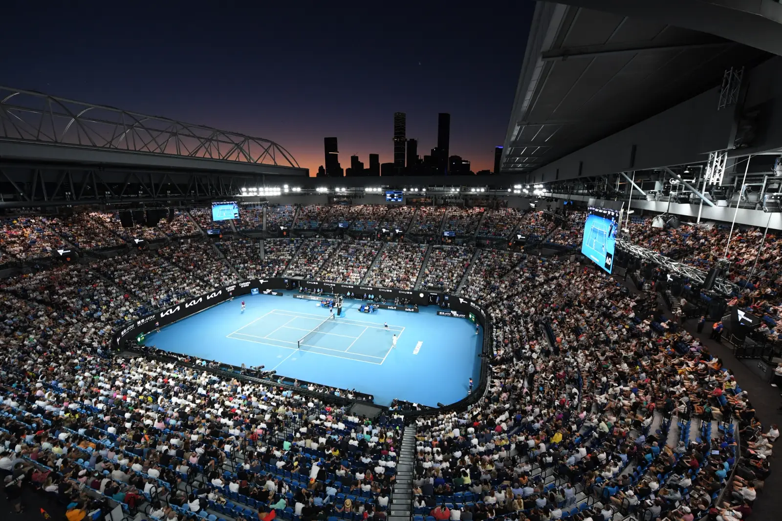 Aerial view of Rod Laver Arena during the 2022 Australian Open.