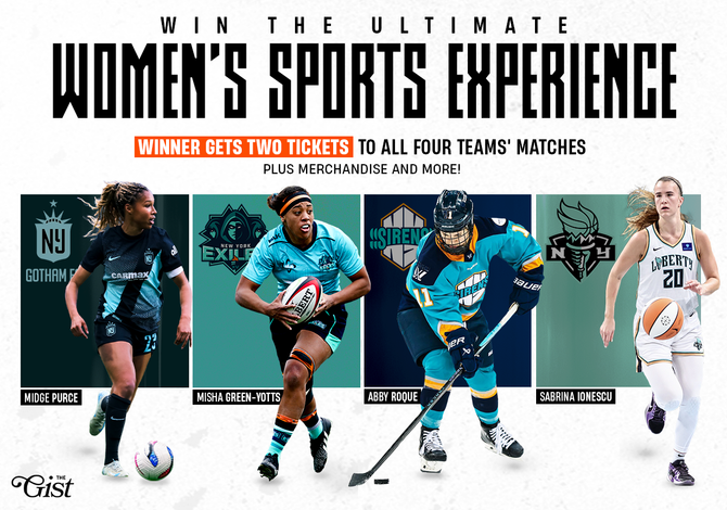 A graphic of New York women's sports athletes
