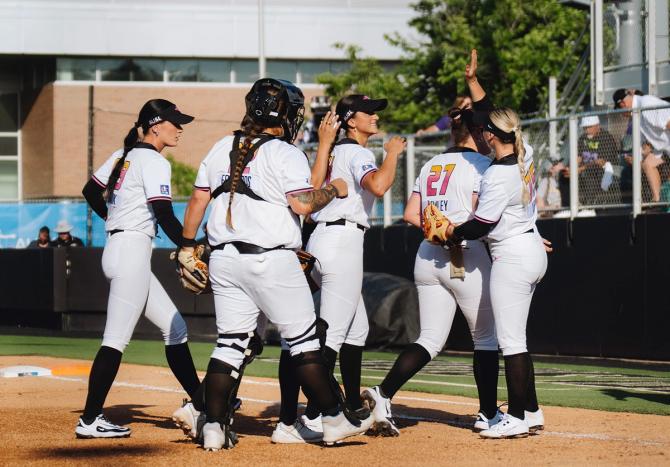 AUSL Blaze celebrates a hit.