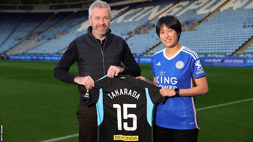 Leicester boss Willie Kirk (left) signed two Japanese players in January including Saori Takarada (right).
