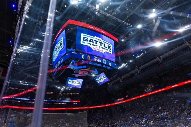The jumbotron at Battle on Bay Street