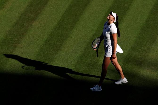 American tennis star Amanda Anisimova soaks in the moment after booking a spot in the Wimbledon semifinals.