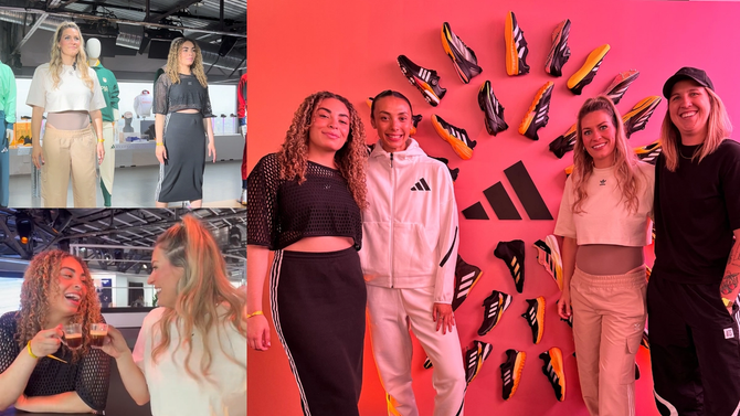 A collage of Team Canada at the adidas house in Paris