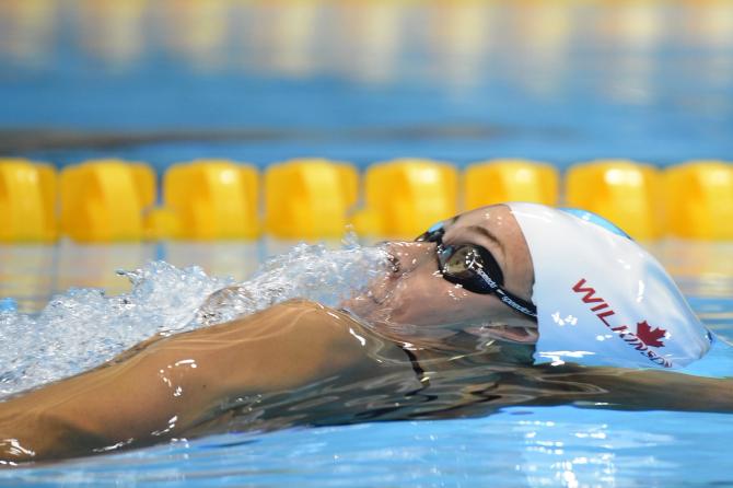 Julia Wilkinson competes in the women’s 200m individual medley