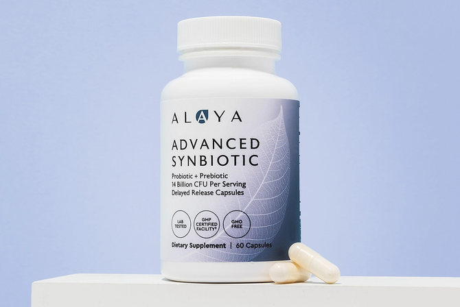 An image of a bottle of Alaya Naturals supplements