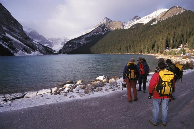 People hiking in Banff, Canada