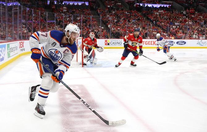 Connor McDavid #97 of the Edmonton Oilers skates during the third period.