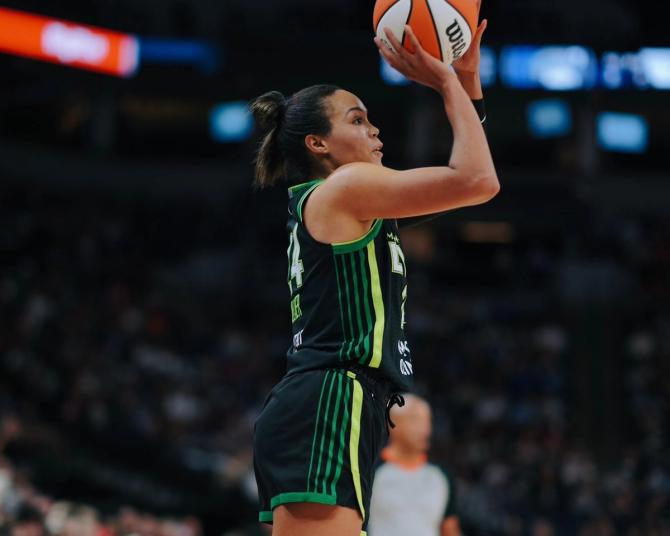 Minnesota Lynx star Napheesa Collier shoots the ball.