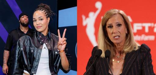 Side-by-side photos of Minnesota Lynx superstar Napheesa Collier and WNBA commissioner Cathy Engelbert.
