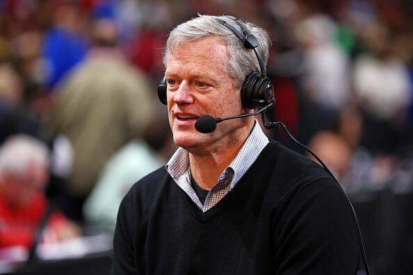 NCAA president Charlie Baker speaks at an event.