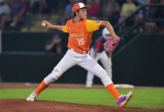 Southwest Region pitcher Julian Hurst throws a pitch.