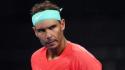 Rafael Nadal looks focused on the court. 