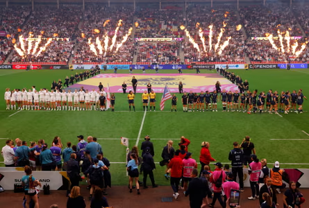 The field ahead of kickoff at the Women's Rugby World Cup