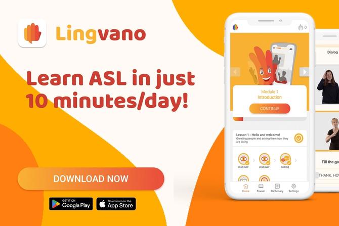 Images of the Lingvano app on a cellphone
