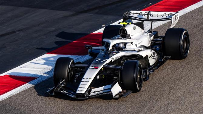 A shot of Valtteri Bottas’ new Cadillac car during testing.