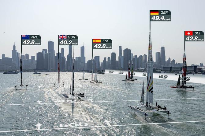A SailGP race on the water