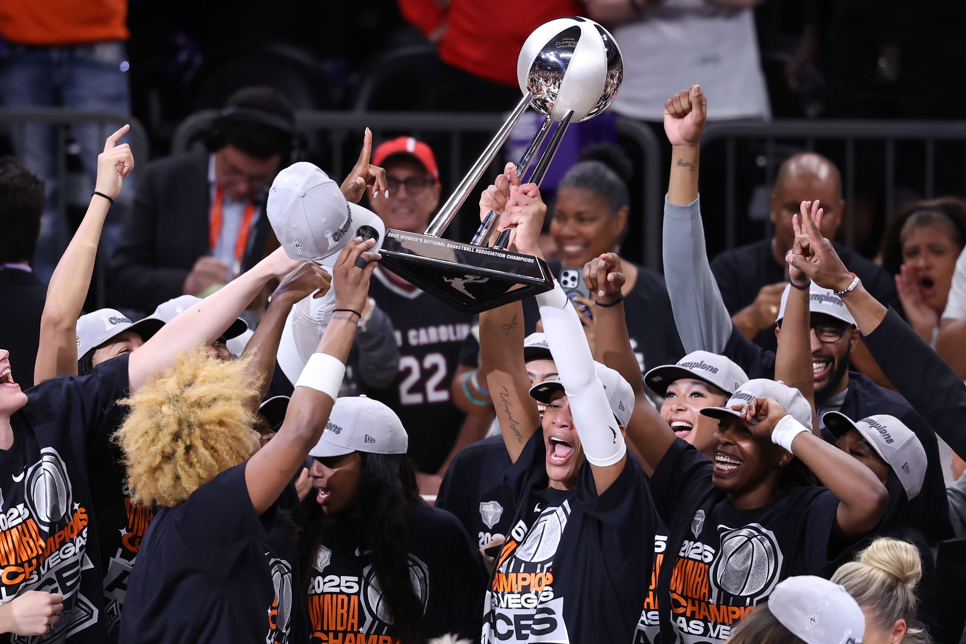 The Las Vegas Aces celebrating the WNBA title in Phoenix