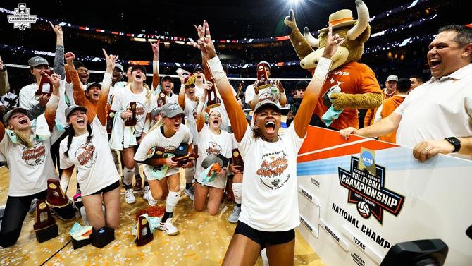 The Texas Longhorns celebrate winning their second straight national championship on December 17, 2023.