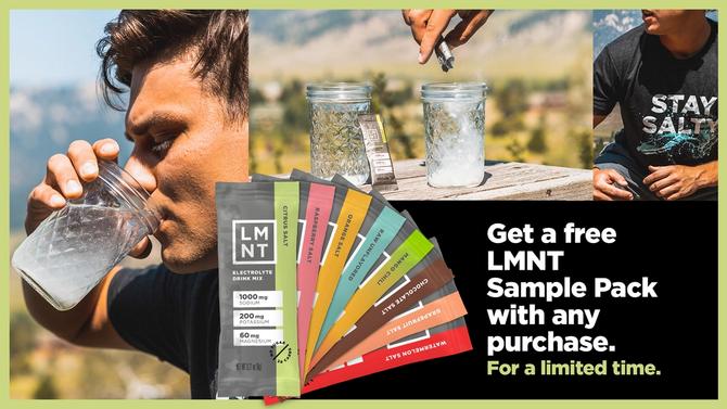 A person drinking LMNT's electrolyte drink mix
