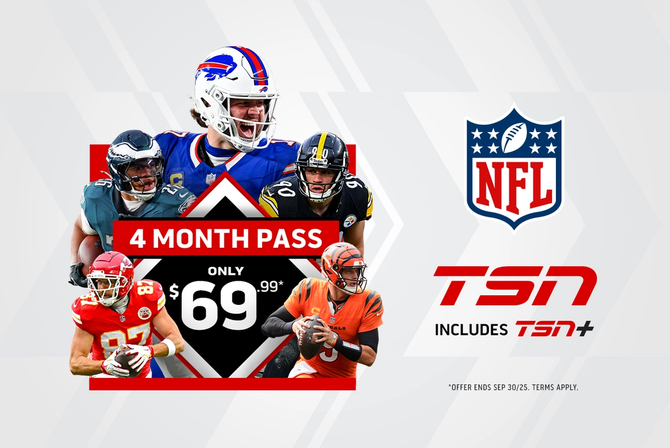 A graphic promoting TSN's NFL four month pass