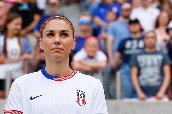 Alex Morgan #13 of the U.S. Women's National Team looks on before the game against South Korea at Dick's Sporting Goods Park on June 1, 2024 in Commerce City, Colorado.