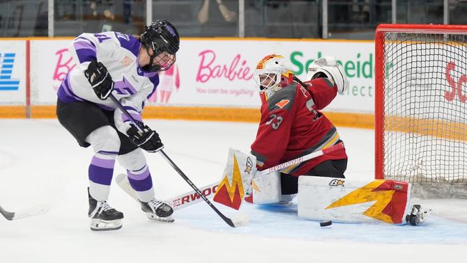 Ottawa Charge goalie Gwyneth Philips stops a shot