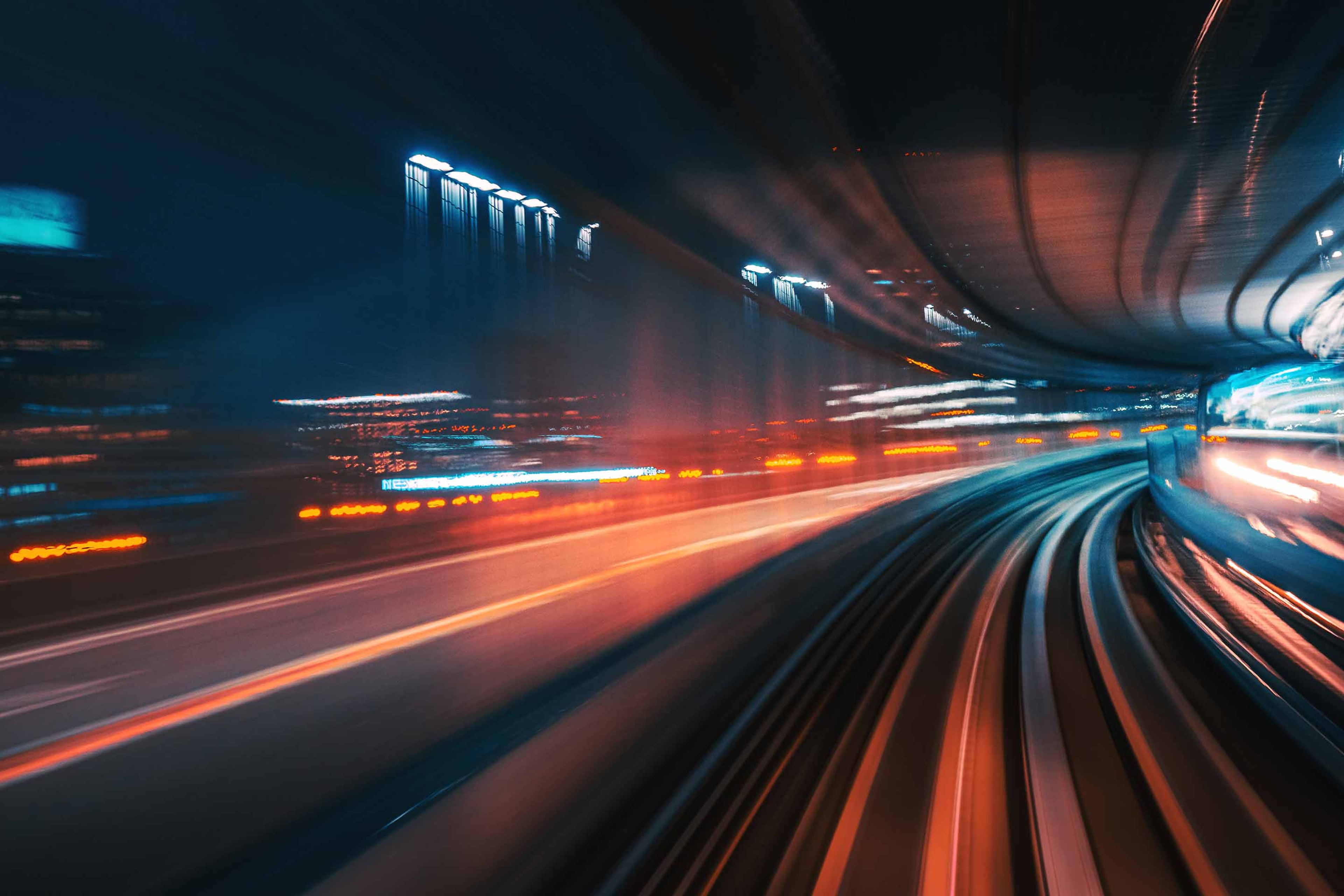 Blurry lights in a tunnel