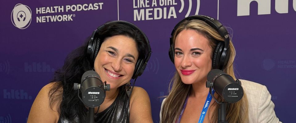 Missy Krasner recording a podcast at HLTH