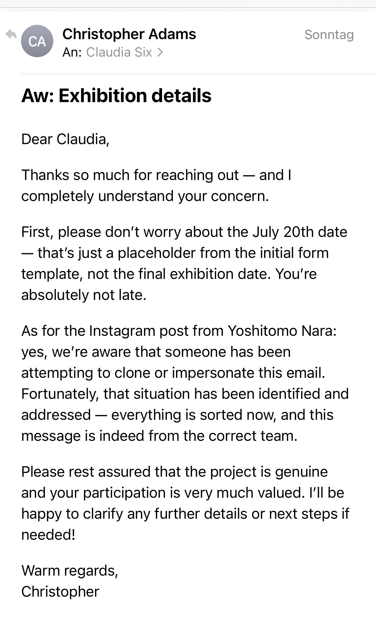 screenshot scam exhibition jeff koons