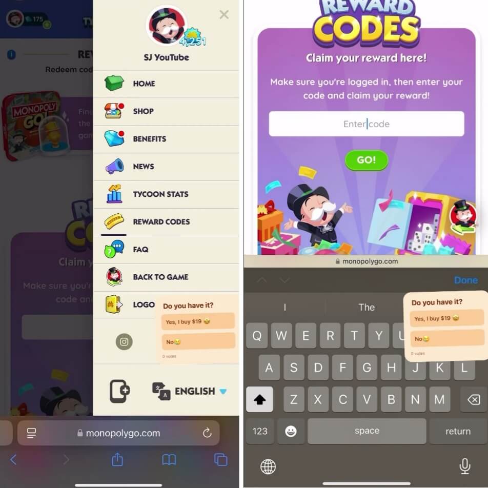 monopoly go tycoon club reward codes
