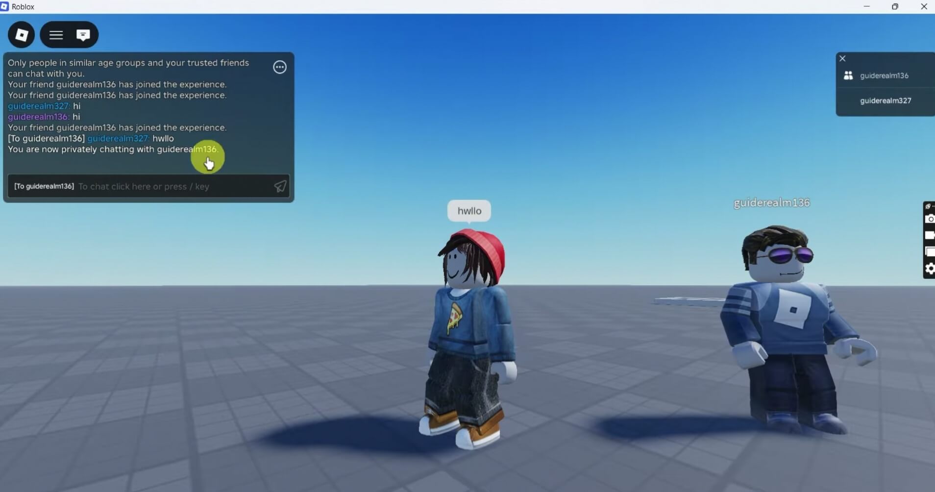 private chat on roblox