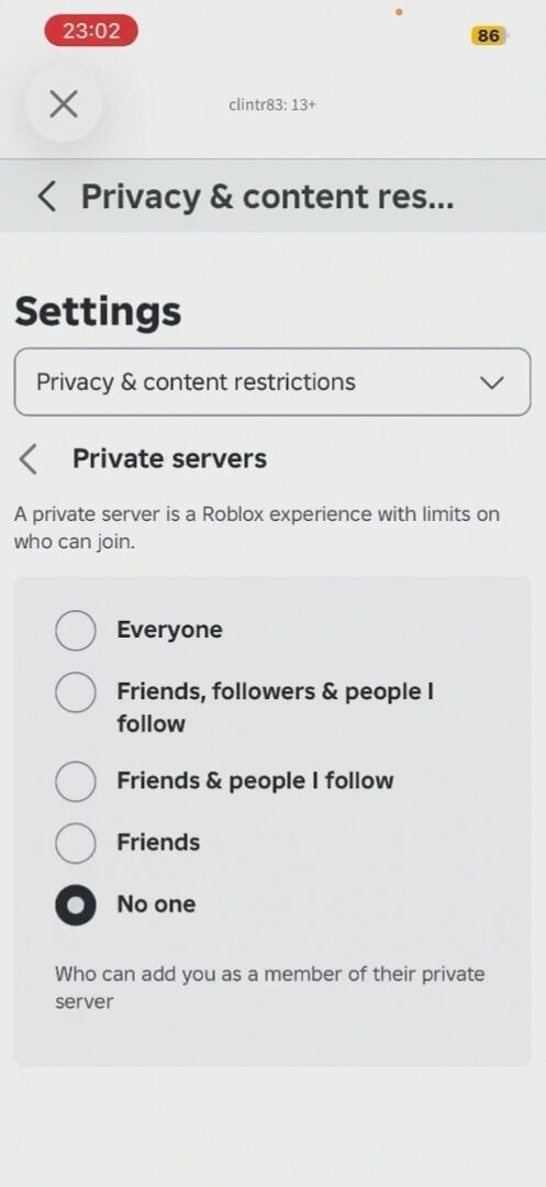 turn off joins roblox