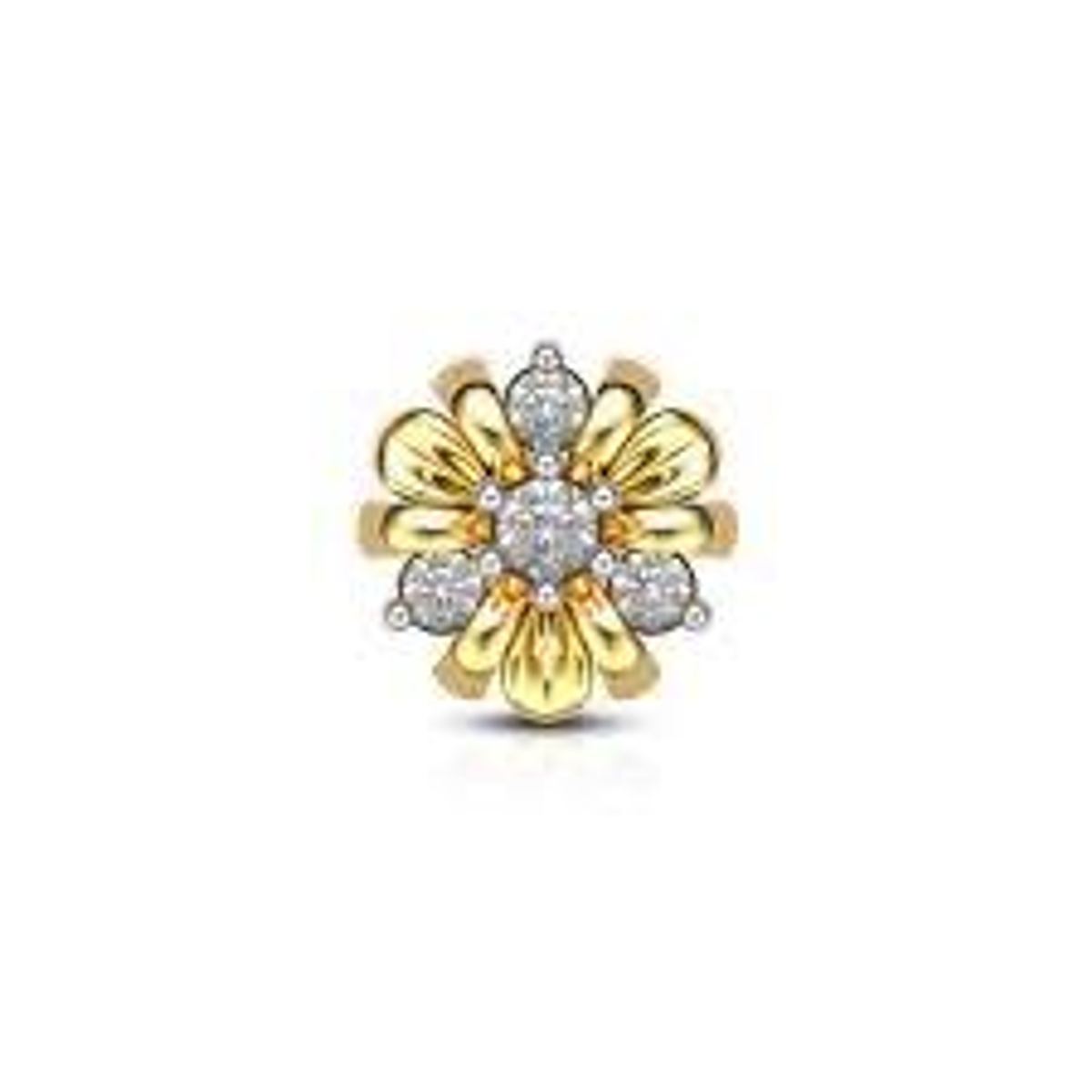 Eight-petal floral diamond nosepin by Venus Jewellers
