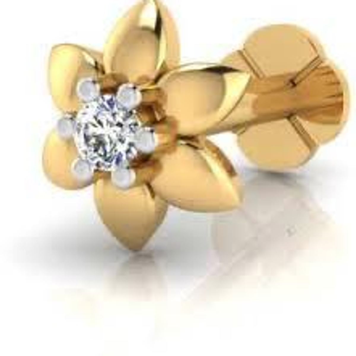 Six-petal floral diamond nosepin by Venus Jewellers