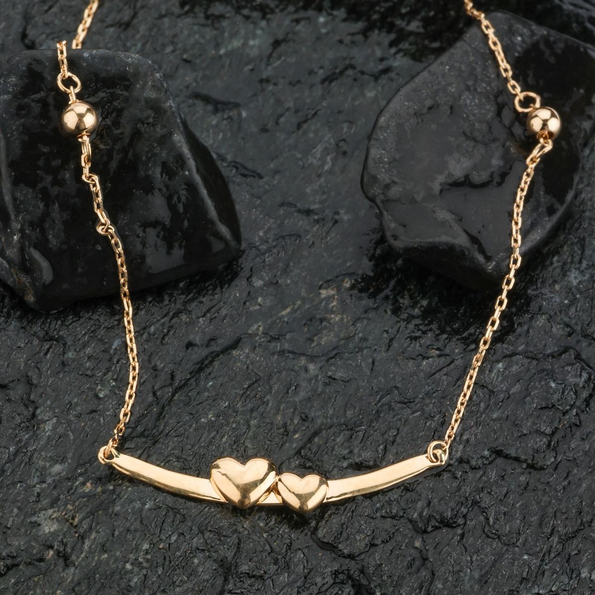18K gold twin heart gold necklace