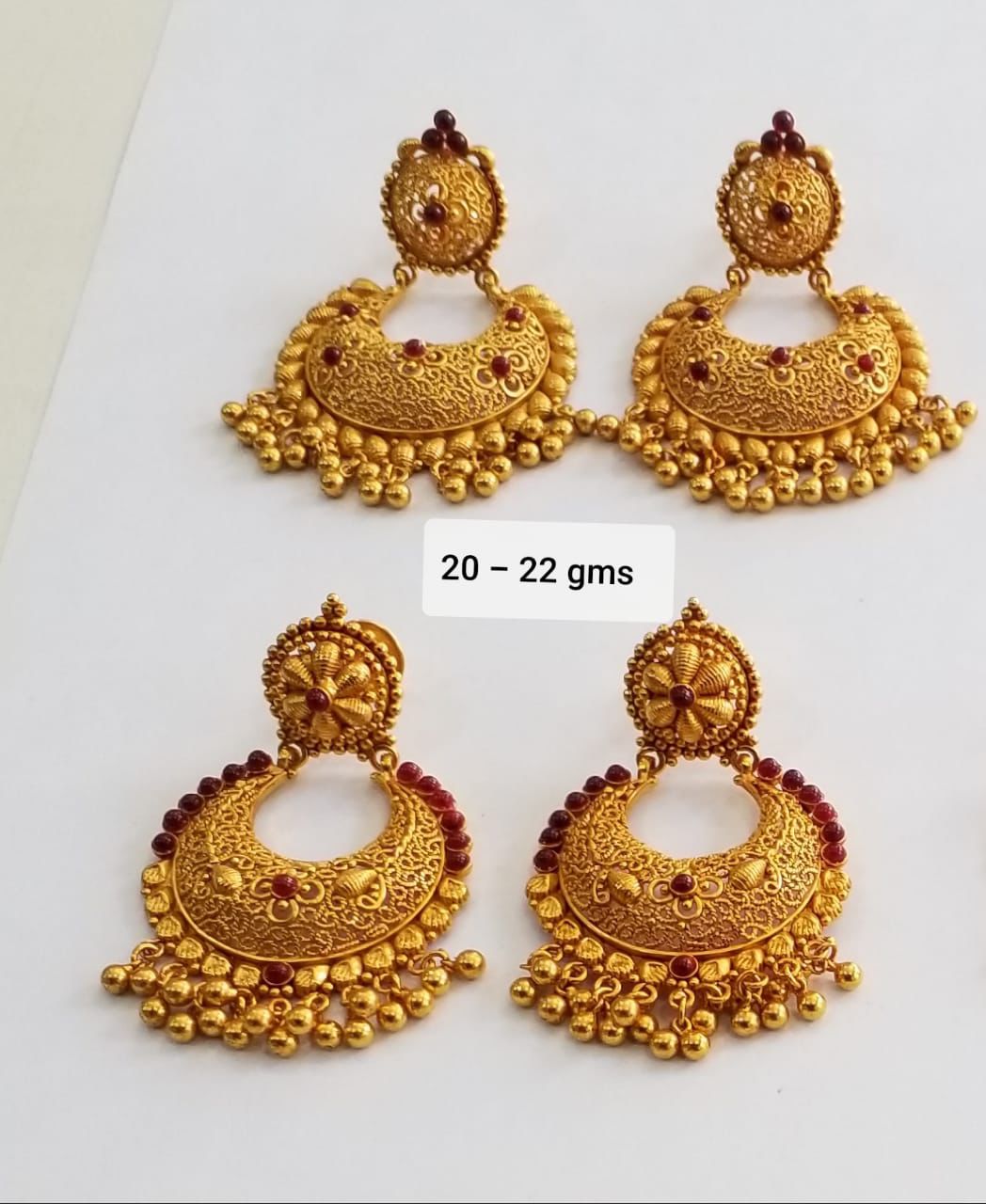 22K gold beaded chandbali earrings