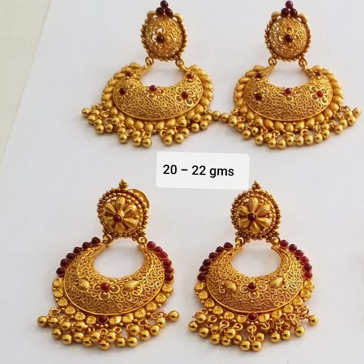 22K gold beaded chandbali earrings